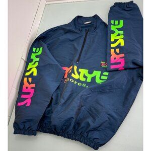 Vintage Surf Style Windbreaker Pullover Jacket Blue USA Unisex One Size 80s 90s